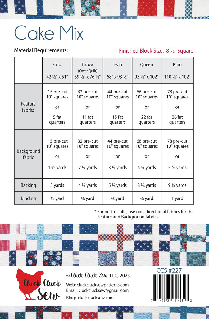 Cake Mix #227, PDF Pattern – Cluck Cluck Sew