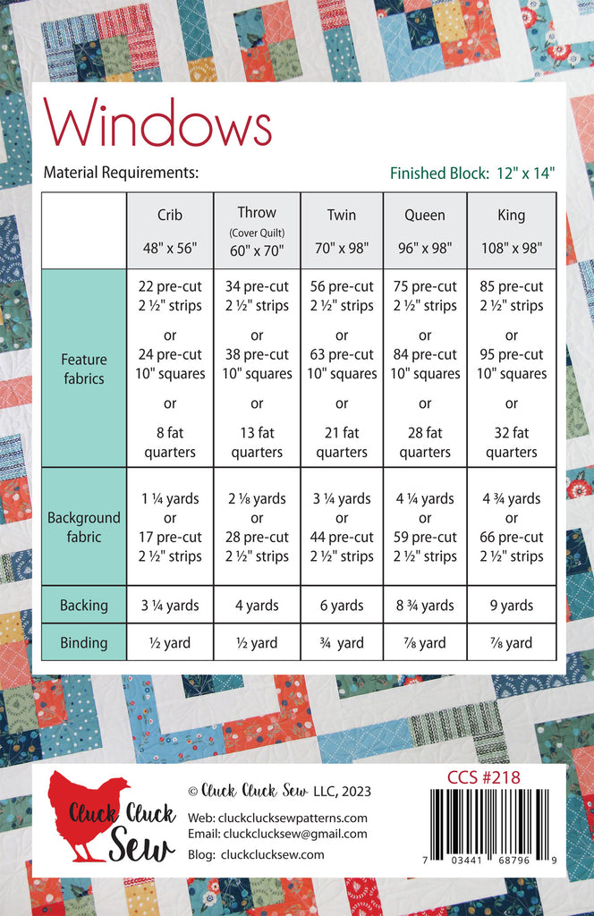 Windows #218, PDF Pattern – Cluck Cluck Sew