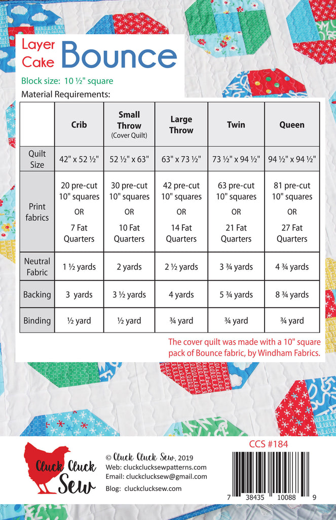Bounce Back Patterns Layer Cake Bounce #184, PDF Pattern – Cluck Cluck Sew