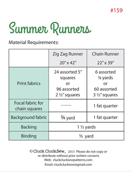 Summer Runners #159 Little, PDF Pattern
